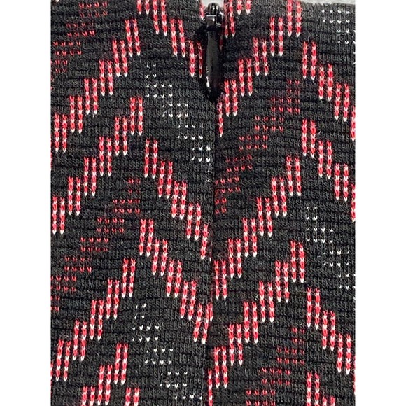 Kasper Pencil Skirt Womens 8 Black/Red Chevron Knee Length Lined Back Zip EUC - Picture 3 of 8